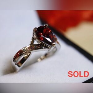 SOLD-Beautiful 925 Silver Red Opal & Garnet Ring!